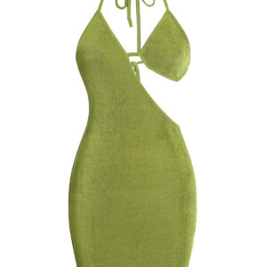 Women Sexy Bodycon Party Dresses Backless Spaghetti Straps Bra Cutout Jersey Halter Naughty Clubwear