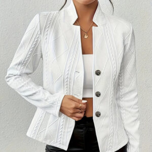 Women's Elegant Textured Open Front Business Casual Work Office Blazer Jacket Suit