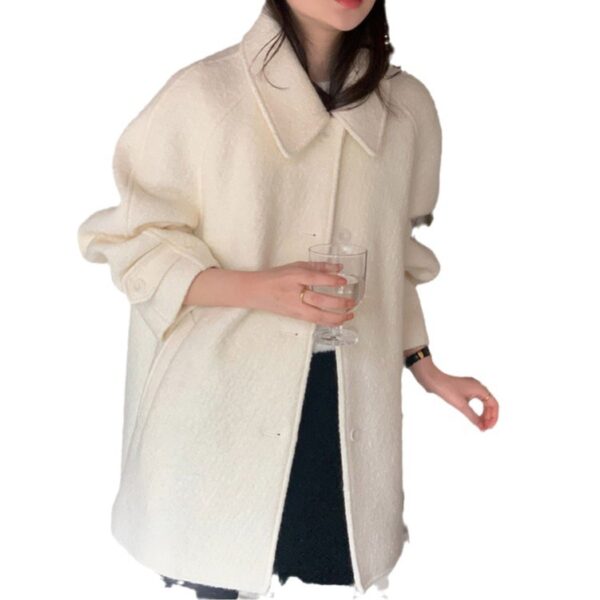 All-matching Long Sleeve Woolen Coat Outerwear Women - Image 5