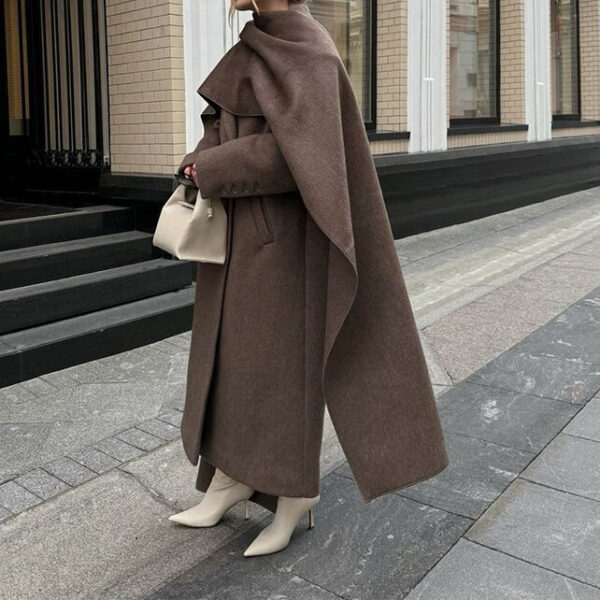 Arrival Of Scarf Collar Woolen Coat - Image 6