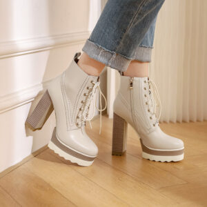Women's Chunky Heel Waterproof Platform High Heel Boots