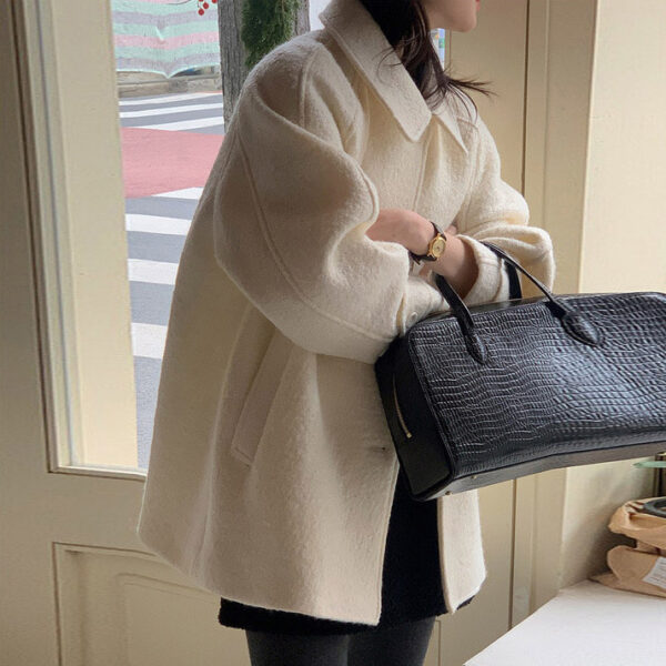All-matching Long Sleeve Woolen Coat Outerwear Women - Image 3