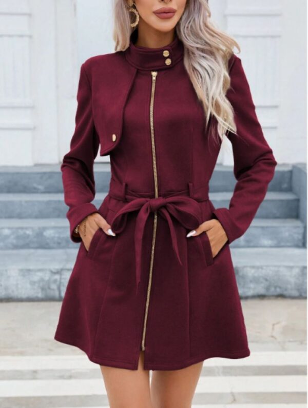 Autumn And Winter Simplicity Double Breasted Lapel Fashion New Green Waist-tight Temperament Women's Short Jacket - Image 2