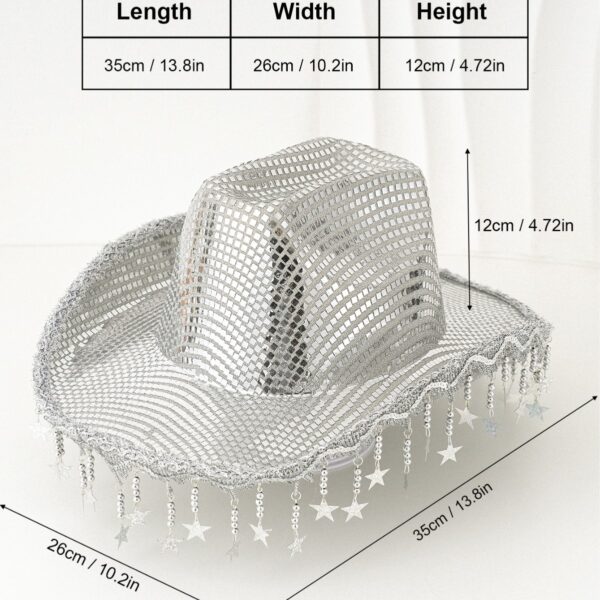 Western Cowboy Hat Sequined Tassel XINGX Design Floppy Hat - Image 3