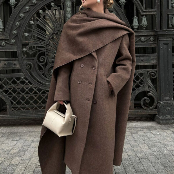 Arrival Of Scarf Collar Woolen Coat - Image 2