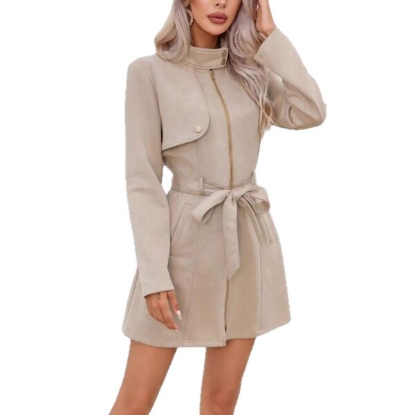 Autumn And Winter Simplicity Double Breasted Lapel Fashion New Green Waist-tight Temperament Women's Short Jacket - Image 6