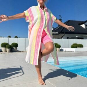 Printed Shirt Collar Vacation Style Button Cardigan