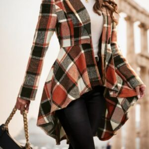 Women's Plaid Pattern Button Front Jacket