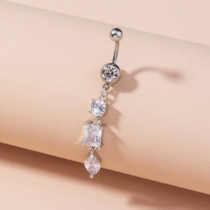 Shining Zircon Long Navel Nail Body Piercing Jewelry For Women
