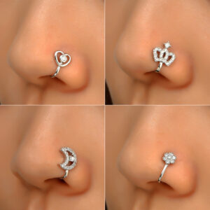Non-pierced U-shaped Nose Clip Copper Inlaid Zircon Star Heart Piercing Jewelry